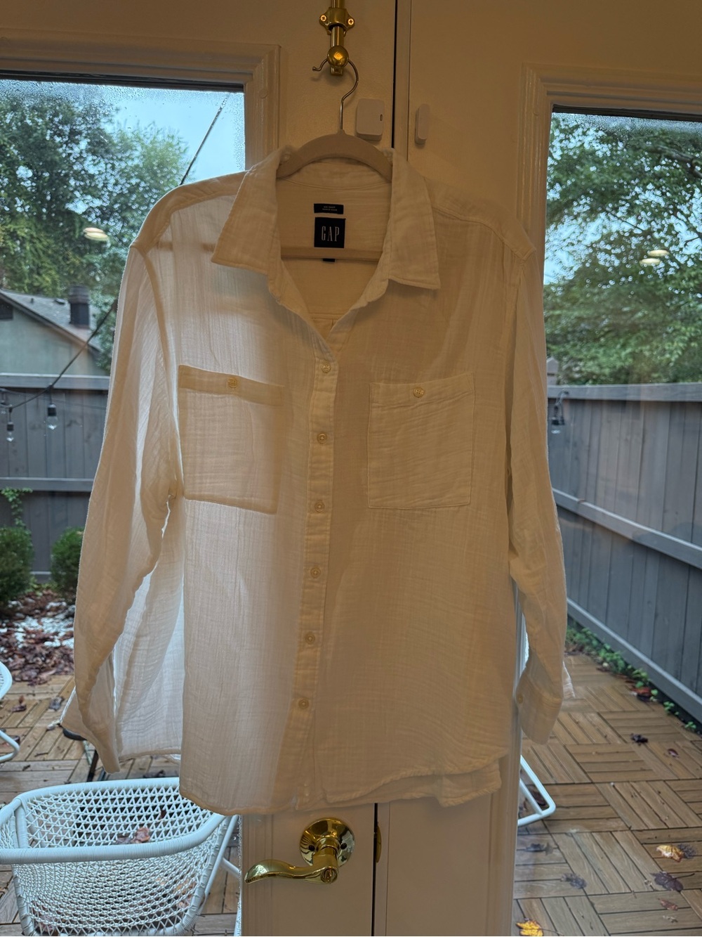 GAP White Lightweight Crinkle Button-Front Tunic